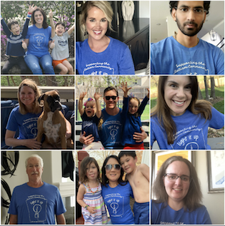 A photo collage of Rx Savings Solutions employees wearing matching t-shirts to recognize Autism Awareness Month. 