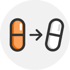 Two capsules representing a generic substitution