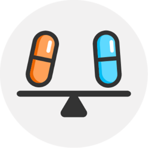 Two capsules representing a therapeutic alternative